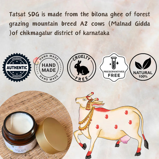 Tatsat Shata Dhauta Ghrita -100 Times Washed Desi Cow A2 Ghee moisturizing cream. Anti-Aging, Removes Stretch Marks & Wrinkles