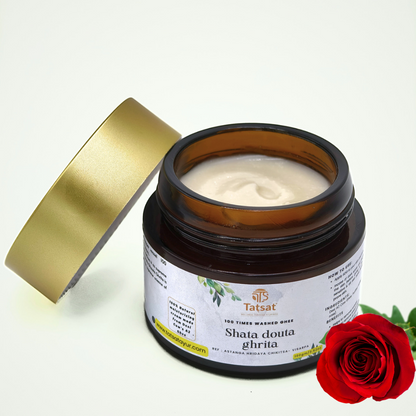 Tatsat Shata Dhauta Ghrita -100 Times Washed Desi Cow A2 Ghee moisturizing cream. Anti-Aging, Removes Stretch Marks & Wrinkles