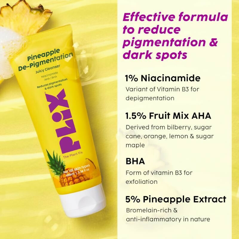 PLIX The Plant Fix Pineapple Depigmentation Regime With Face Wash, Toner, Serum & Moisturizer