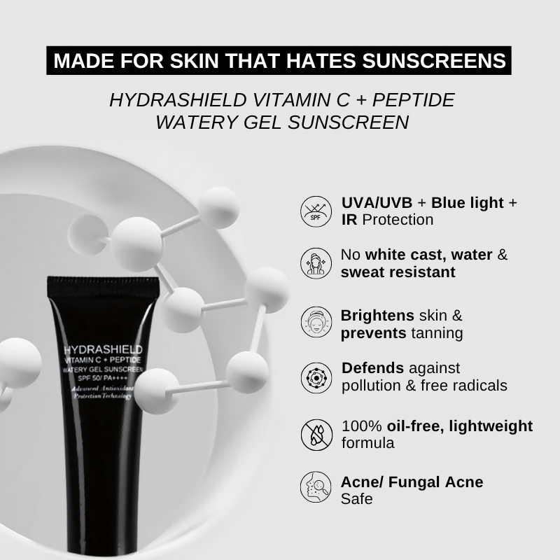The Formularx Hydrashield Vitamin C + Peptide Sunscreen Spf 50 Pa++++ For Oily, Acne Prone Skin