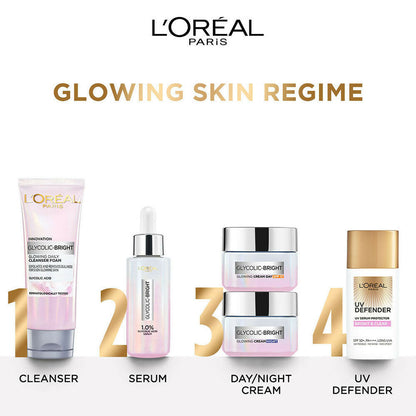 L'Oreal Paris Glycolic Acid Glowing And Protecting CSMS (Cleanser, Serum, Moisturizer, Sunscreen) Regime Kit