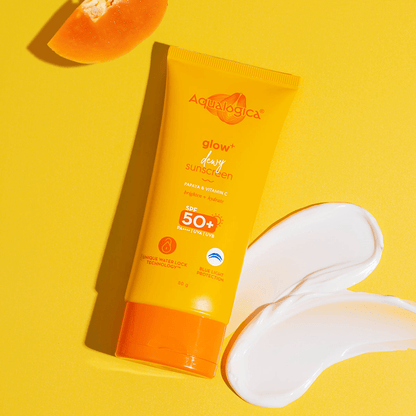 Aqualogica Glow + Dewy Sunscreen With Papaya & Vitamin C SPF 50+ PA++ - Distacart