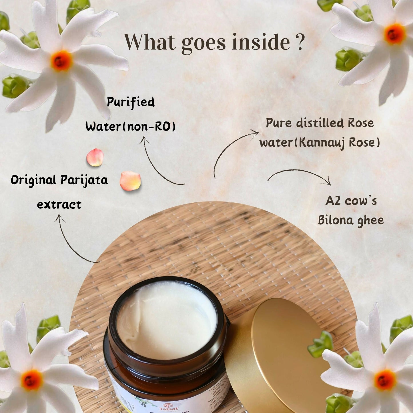 Tatsat Shata Dhauta Ghrita -100 Times Washed Desi Cow A2 Ghee Moisturizing Cream Infused with Rose Absolute Oil