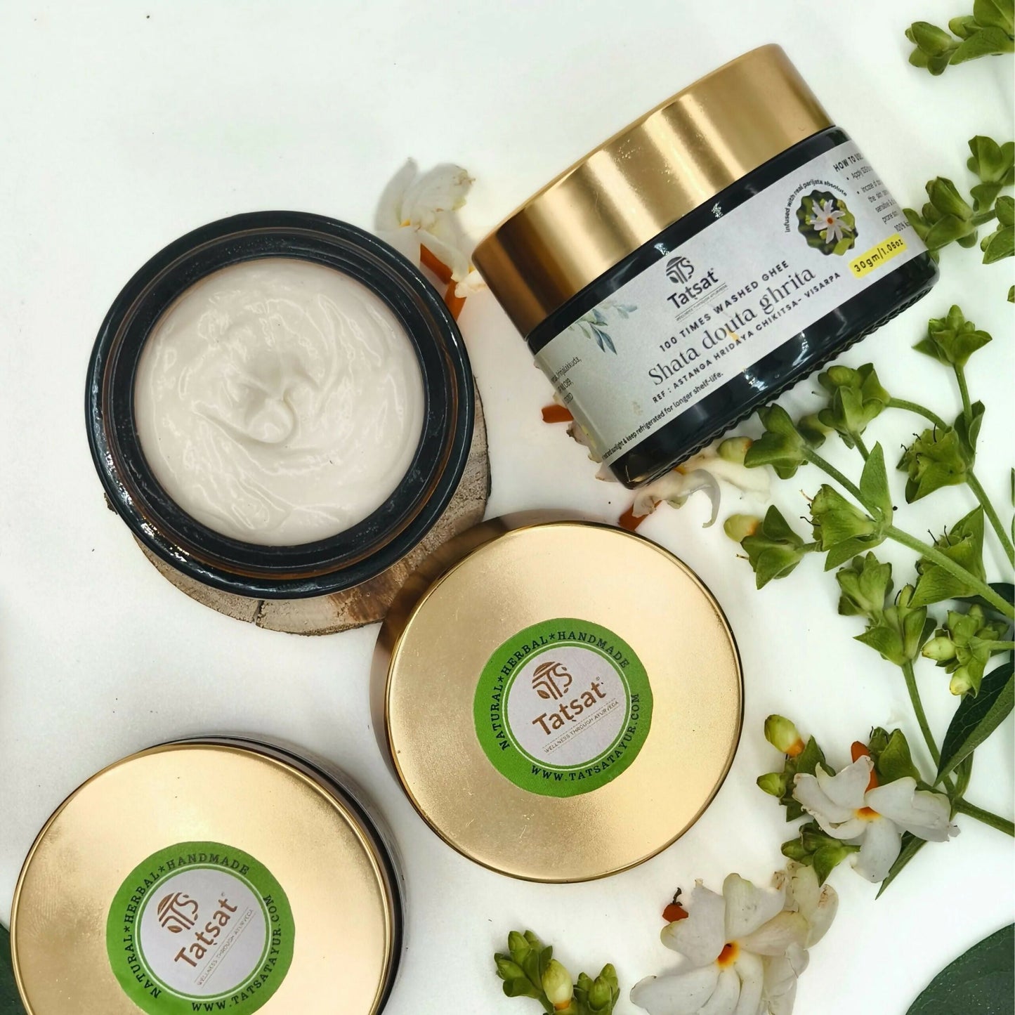 Tatsat Shata Dhauta Ghrita -100 Times Washed Desi Cow A2 Ghee Moisturizing Cream Infused with Rose Absolute Oil