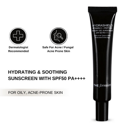 The Formularx Hydrashield Vitamin C + Peptide Sunscreen Spf 50 Pa++++ For Oily, Acne Prone Skin