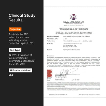 Minimalist Sunscreen SPF 50 PA++++ With Multi-Vitamin For Reducing Photoaging & No White Cast
