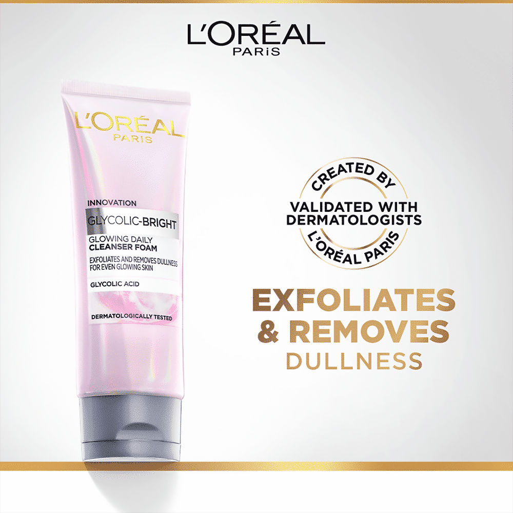 L'Oreal Paris Glycolic Acid Glowing And Protecting CSMS (Cleanser, Serum, Moisturizer, Sunscreen) Regime Kit